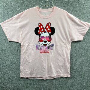 Minnie Mouse Womens Top Extra Large Pink 100% Cotton Walt Disney Pullover‎ Shirt